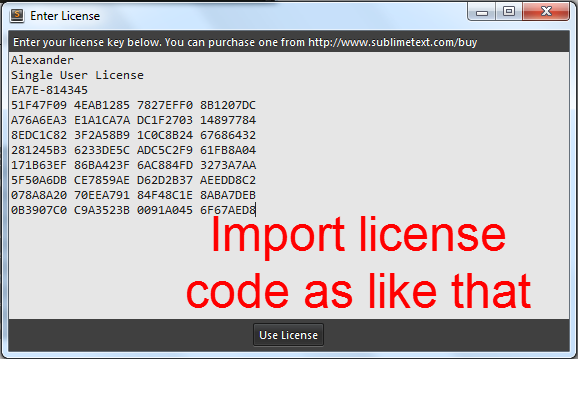 import-license-code-on-sublime-text